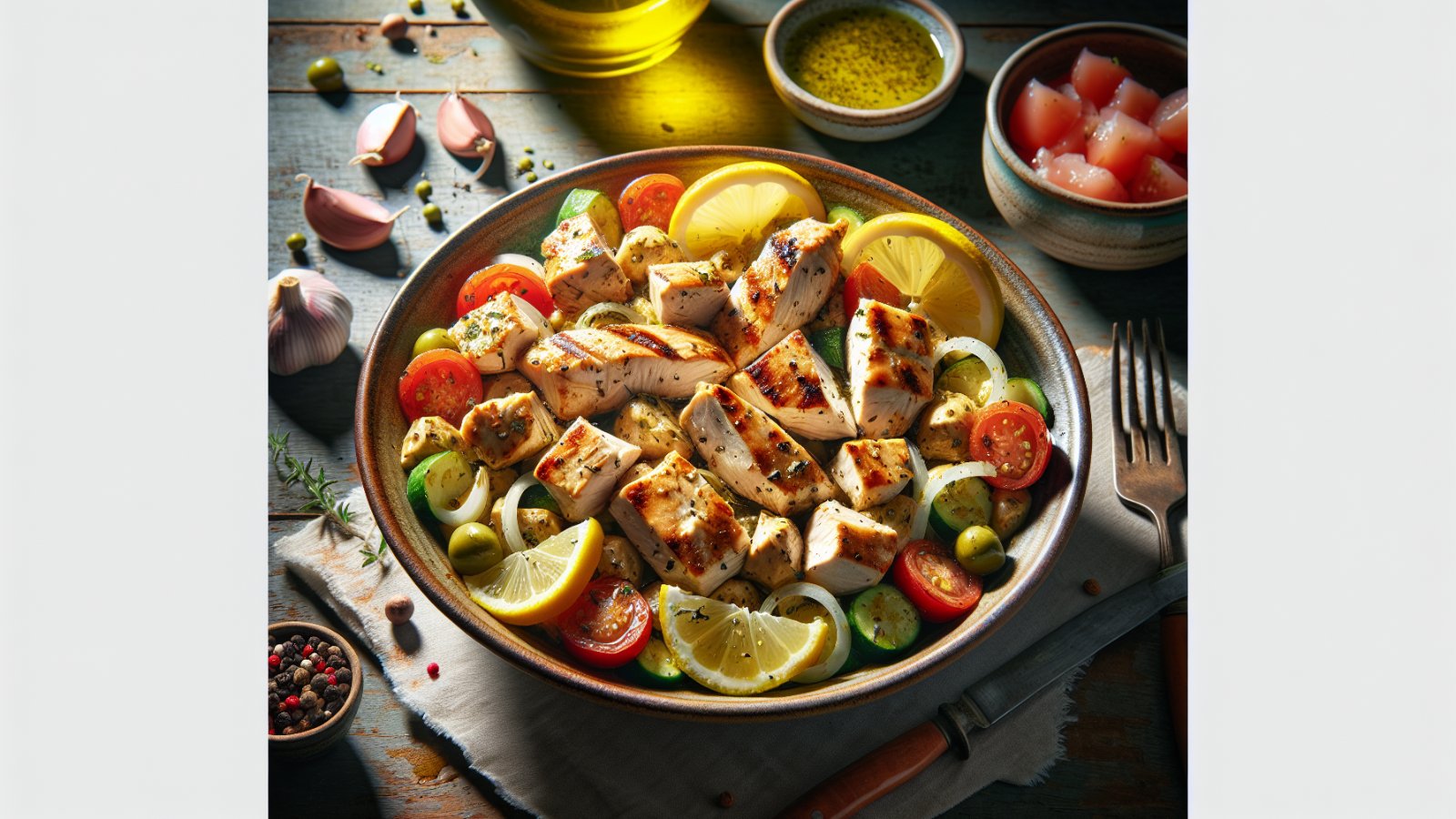 Greek Chicken Souvlaki Bowl