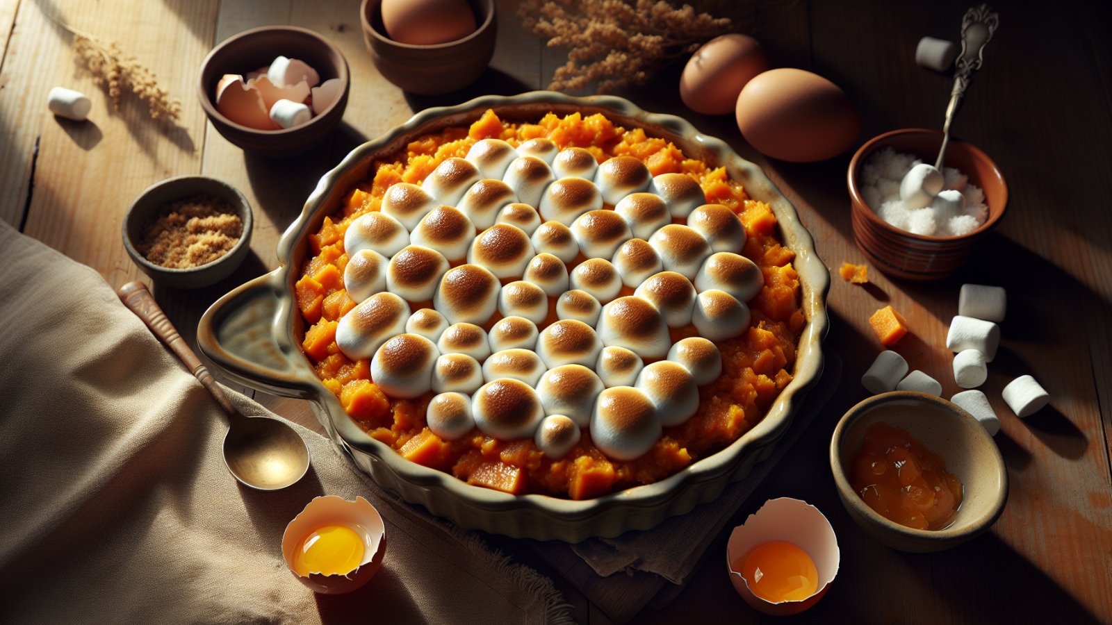 Classic Sweet Potato Casserole with Marshmallow Topping
